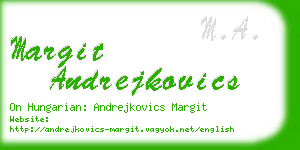 margit andrejkovics business card